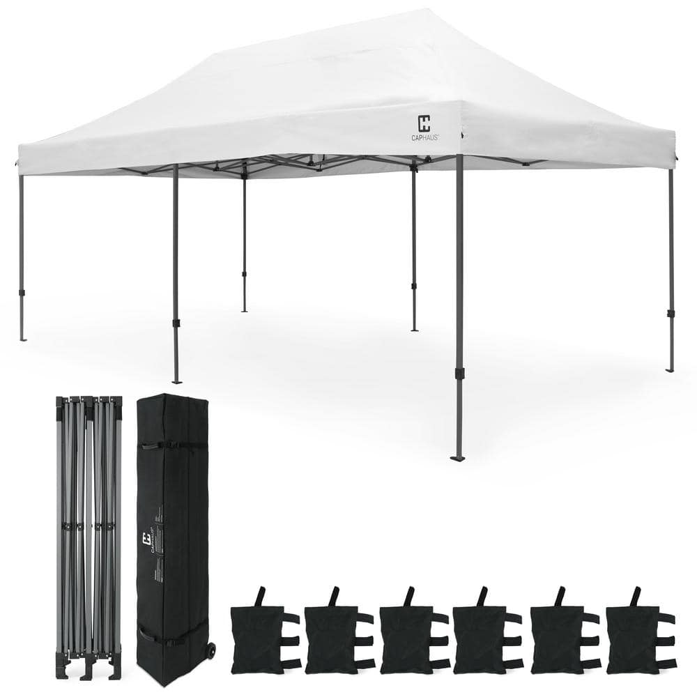 CAPHAUS 10 ft. x 20 ft. White Patented Easy Pop Up Outdoor