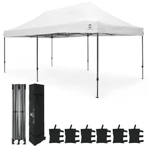 10 ft. x 20 ft. White Patented Easy Pop Up Outdoor Canopy Tent, Heavy-Duty Commercial Grade