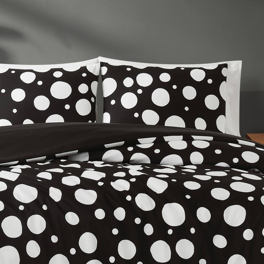 Sophia Black and White Dot Microfiber Duvet Cover Set