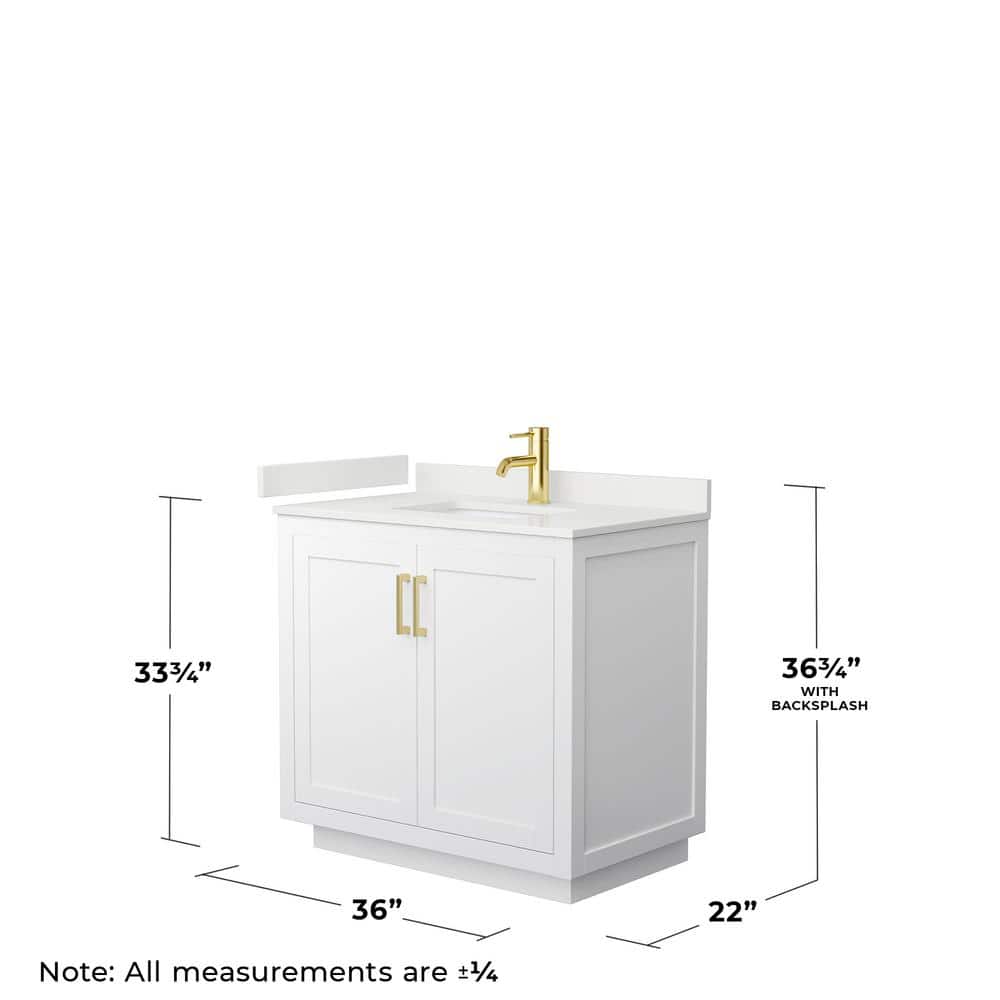 Miranda 36" White Freestanding Single Sink Bathroom Vanity with Quartz Top