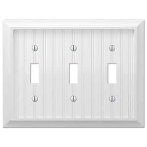 Cottage 3-Gang White Toggle BMC Wood Wall Plate