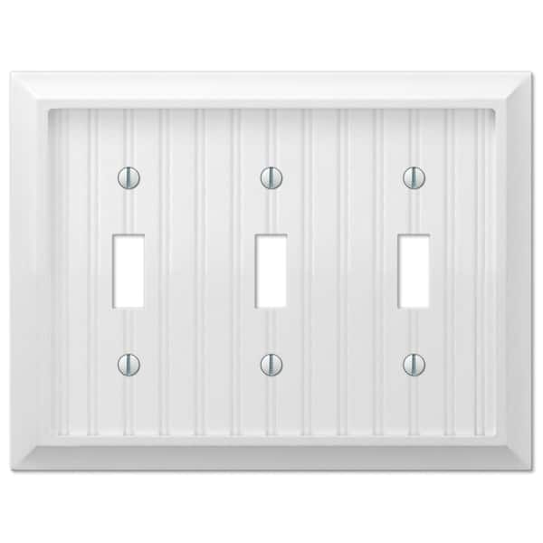AMERELLE Cottage 3-Gang White Toggle BMC Wood Wall Plate