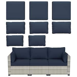 25.6 in. x 23.6 in. x 4 in. (8-Piece) Deep Seating Outdoor Lounge Chair Sofa Cushion with Lumber Pillow Cushion Navy