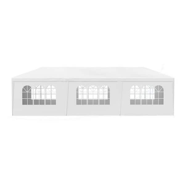 10 ft. x 30 ft. Outdoor Party Tent with 5 Removable Sidewalls, White Event Wedding Gazebo for Backyard, Garden