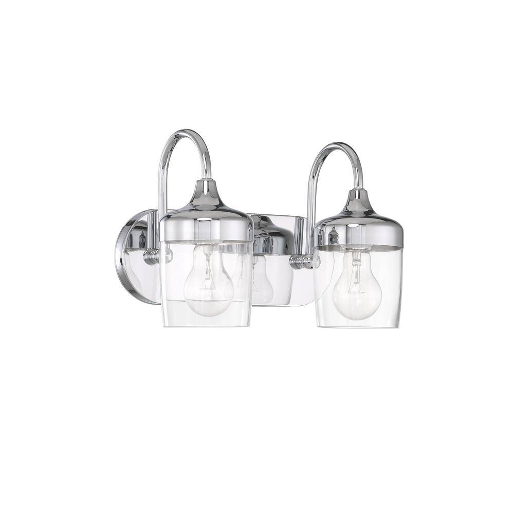 Wrenn 12.75" Chrome Vanity Light with Clear Glass Shades