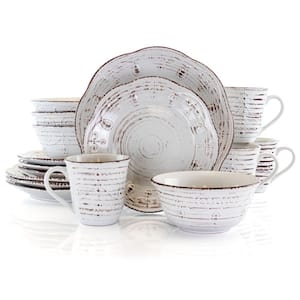 Deals on Elama Rustic Birch 16-Piece Stoneware Dinnerware Set