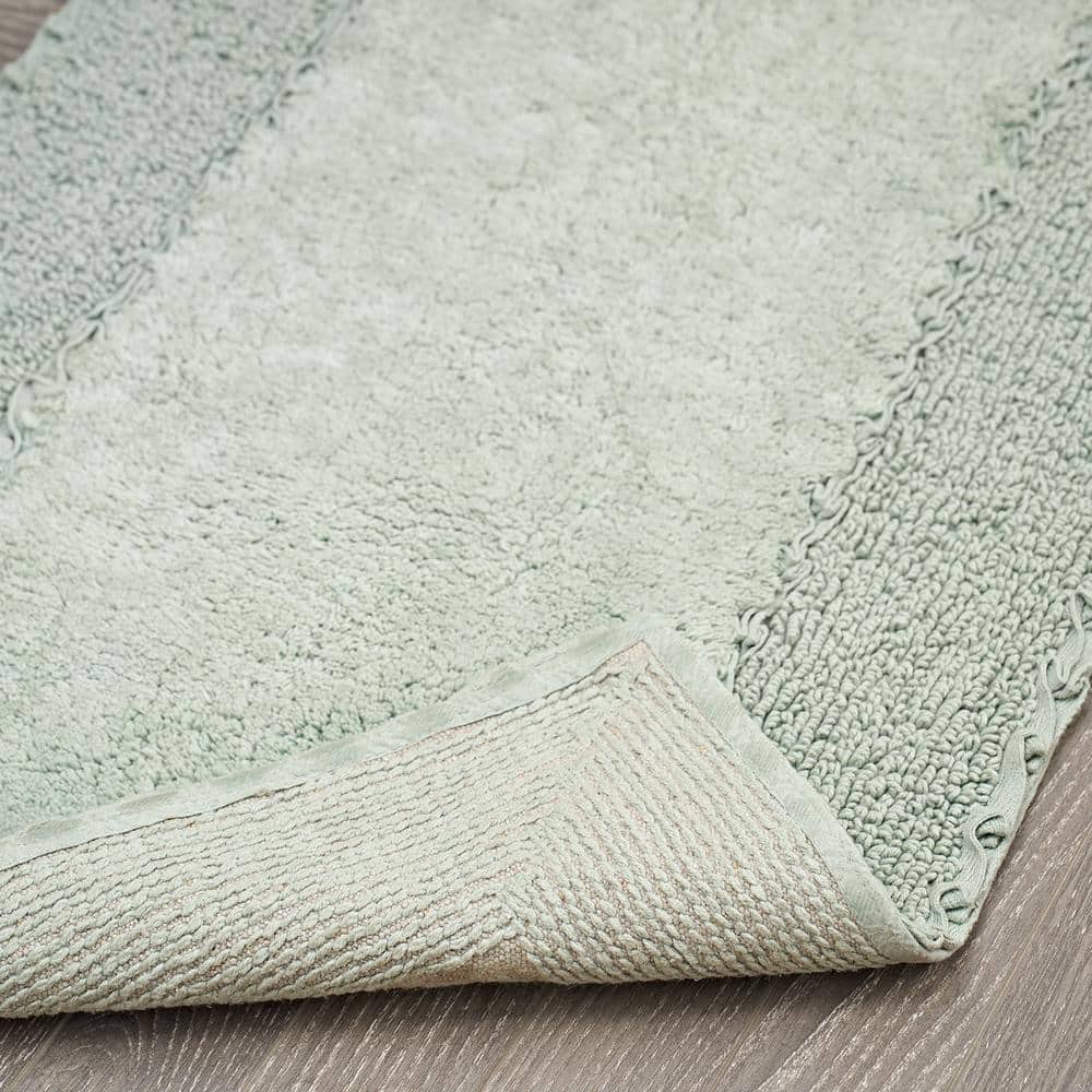 Sage Green Cotton Ruffle Border Bath Rug Set