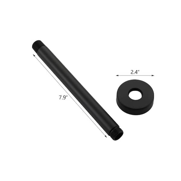 7.9 in. Stainless Steel Round Ceiling Mount Shower Arm with Flange in Matte Black