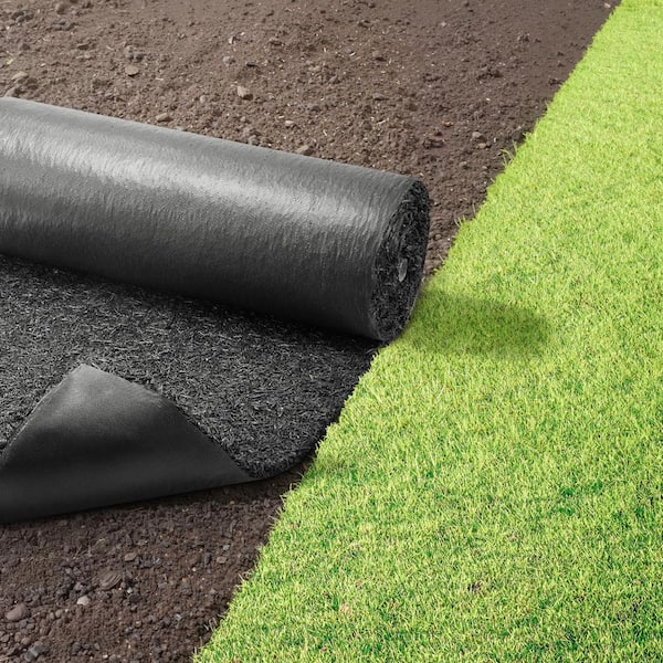 Rubber Mulch Mat Roll, 2 Rolls 96 x 24 in. Recycled Rubber Mulch Mat, 0.5 Thick Cuttable, Reduced Weed Growth, Natural