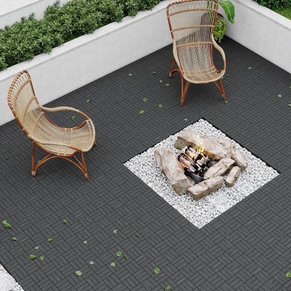 セメント GOGEXX 1 ft. x 1 ft. Interlocking Solid Fir Wood Composite Deck
