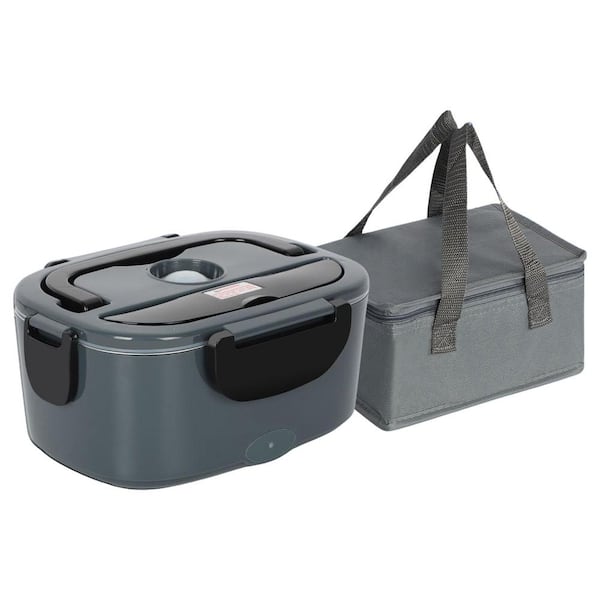 80W Electric Lunch Box with 1.5L Dual Compartments, Portable Food Warmer for Truck, Car, and Office, 12V/24V/110V