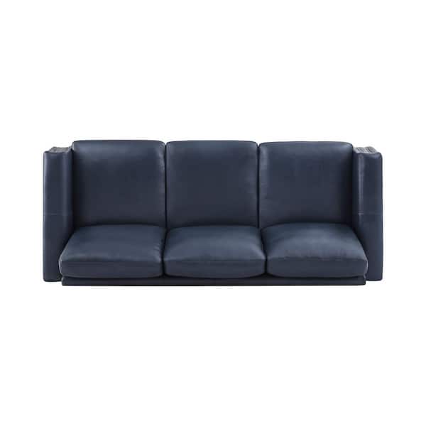 OrangeOne Sampson 84 in. Genuine Leather Square Arms 3-Seat Sofa