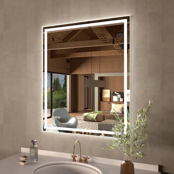 30 in. W x 36 in. H Rectangular Frameless LED Wall Bathroom Vanity Mirror