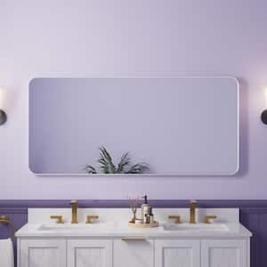 60 in. W x 28 in. H Rectangular Aluminum Framed Wall-Mounted Bathroom Vanity Mirror in White