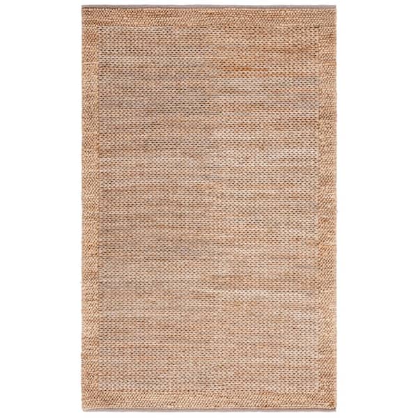 Natural Fiber 6 ft. x 9 ft. Natural Two-Tone Solid Border Area Rug