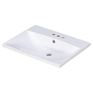 24 in. W x 18 in. D Ceramic Vanity Top in White with White Basin and 4 in. Faucet Spread