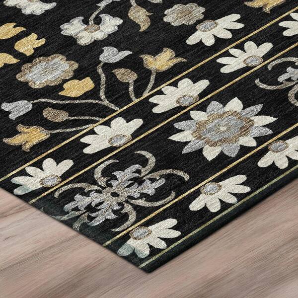 Chantille Machine Washable Indoor/Outdoor Abstract ACN3048 Black 8 ft. x 10 ft. Area Rug