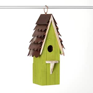 14.25 in. Green Copper Roof Birdhouse, Wood