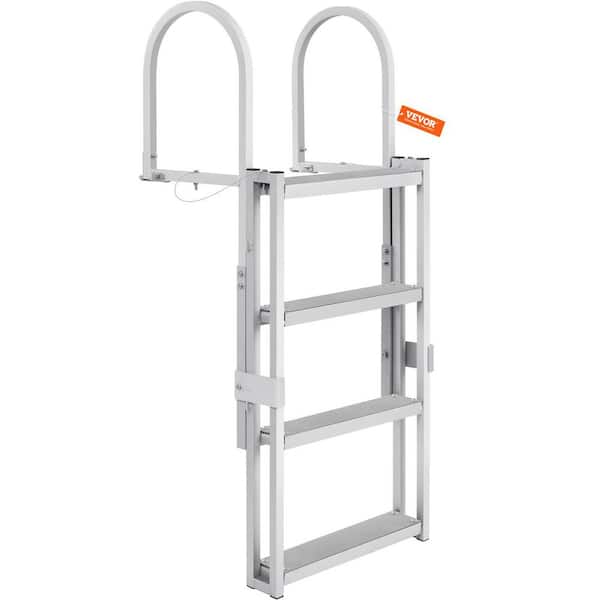 4-Step Retractable Dock Ladder 350 lbs. Aluminum Alloy Pontoon Boat Ladder for Above Ground Pool
