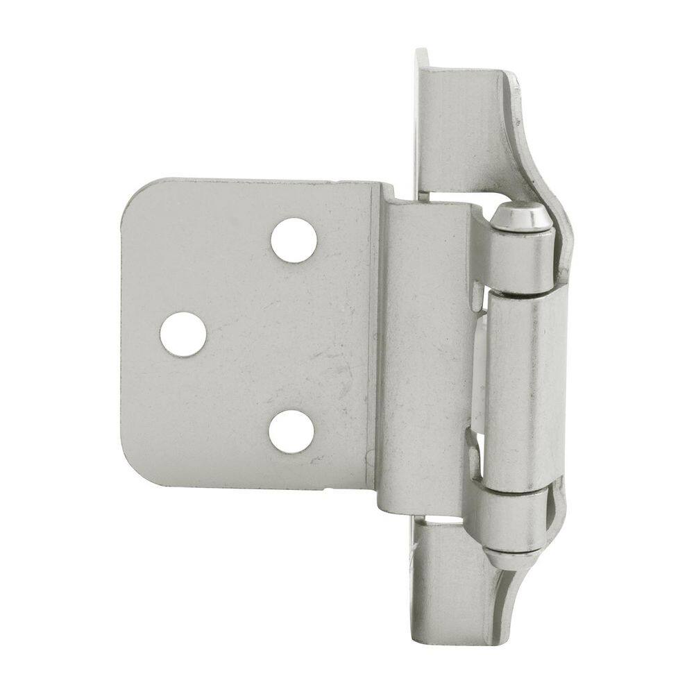 Hinge Semi-Concealed 3/8 in. Inset 1/4 in. Overlay Face Frame Part Wrap Self-Close Satin Nickel Hinge (5-Pairs) price history on PriceWatchPro