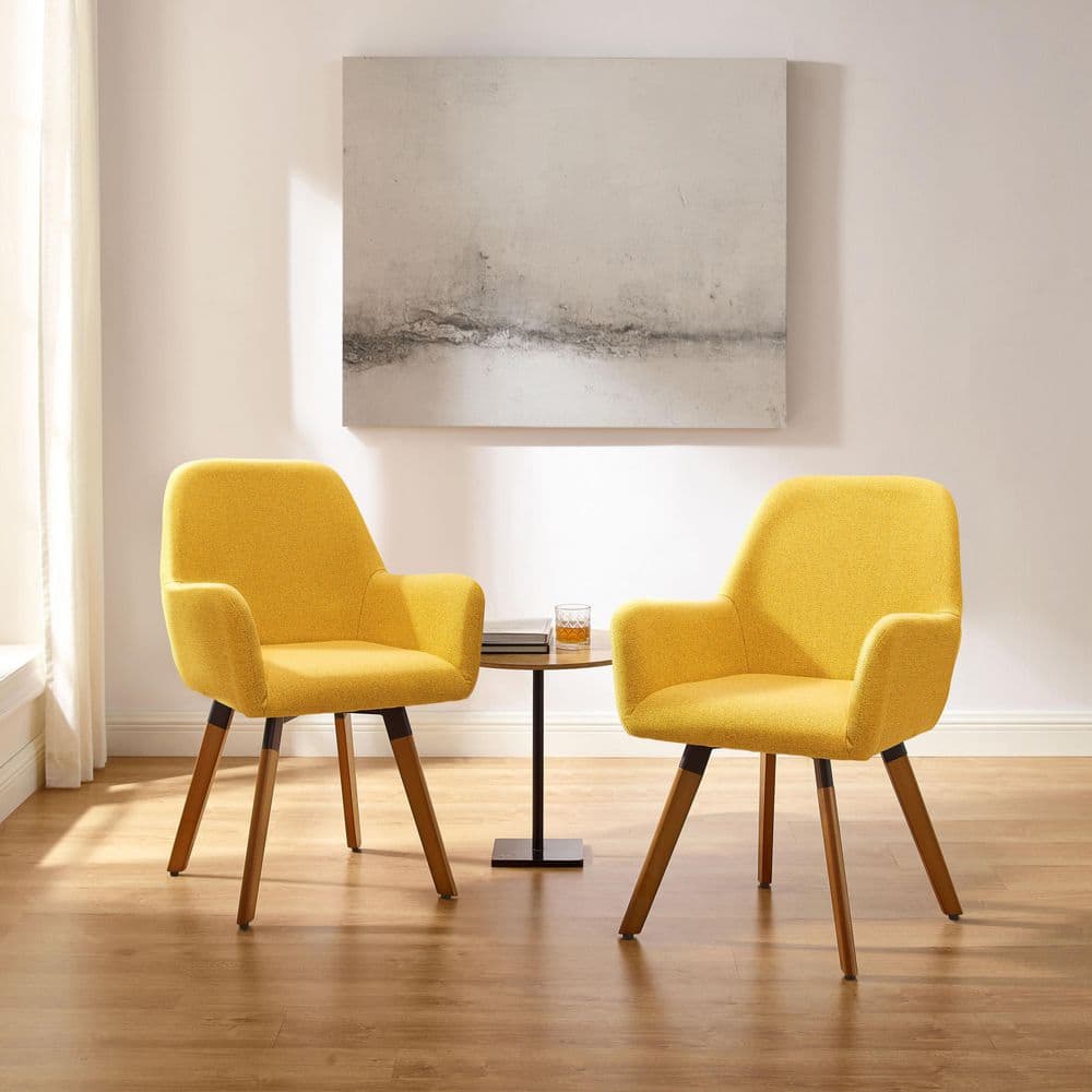 Art Leon Kacy Yellow Fabric Swivel Accent Arm Chair (Set of 2