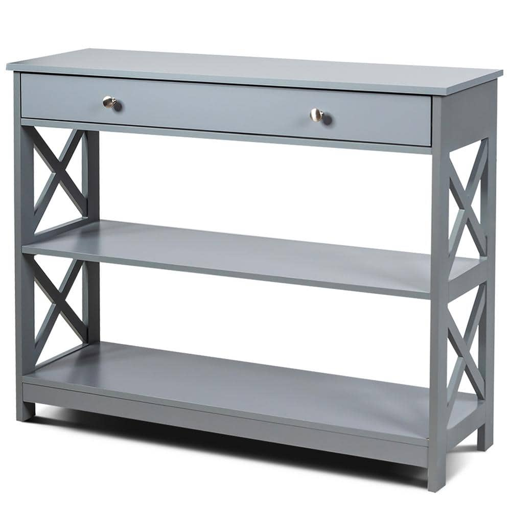 X-Design 3-Tier Entryway/Console Table - Gray