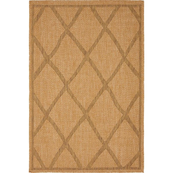 Outdoor Diamonds Light Brown 4' 0 x 6' 0 Area Rug