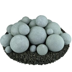 Mixed Set of 23 Ceramic Fire Balls in Pewter Gray