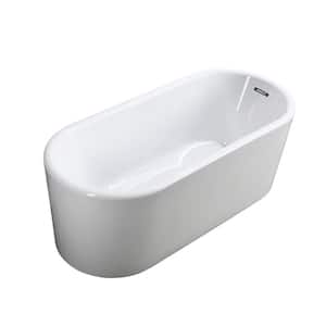 Padua 63 in. Acrylic Flatbottom Non-Whirlpool Freestanding Bathtub in Glossy White