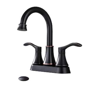 Oswell 4 in. Centerset Deck Mount Double Handle Bathroom Faucet with Drain Kit Included in Oil Rubbed Bronze