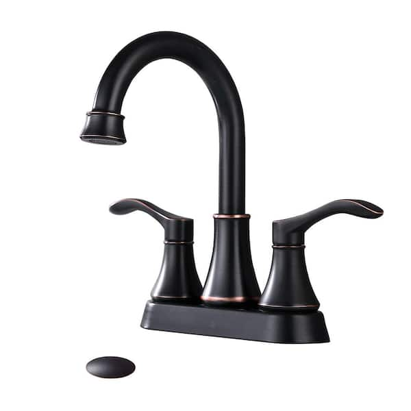 Miscool Oswell 4 in. Centerset Deck Mount Double Handle Bathroom Faucet ...