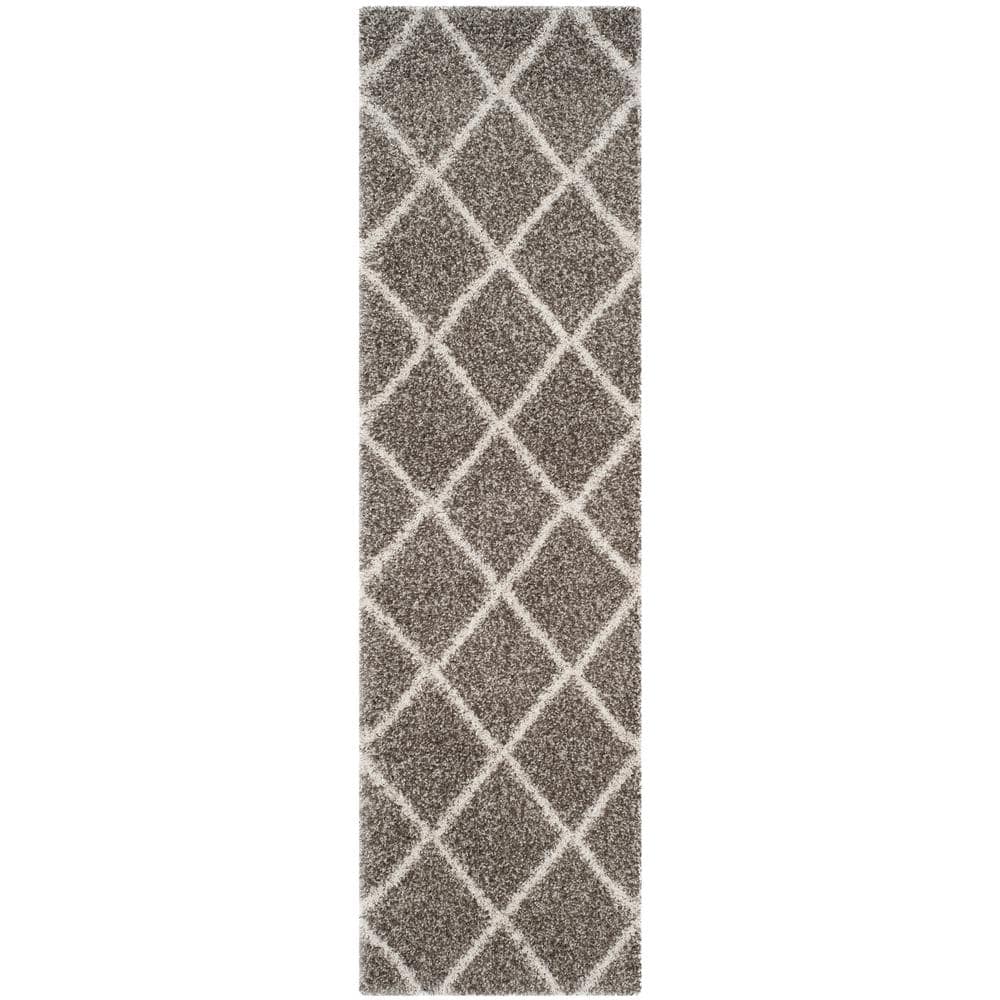 Hudson Shag Gray/Ivory 2 ft. x 14 ft. Geometric Diamonds Runner Rug price history on PriceWatchPro