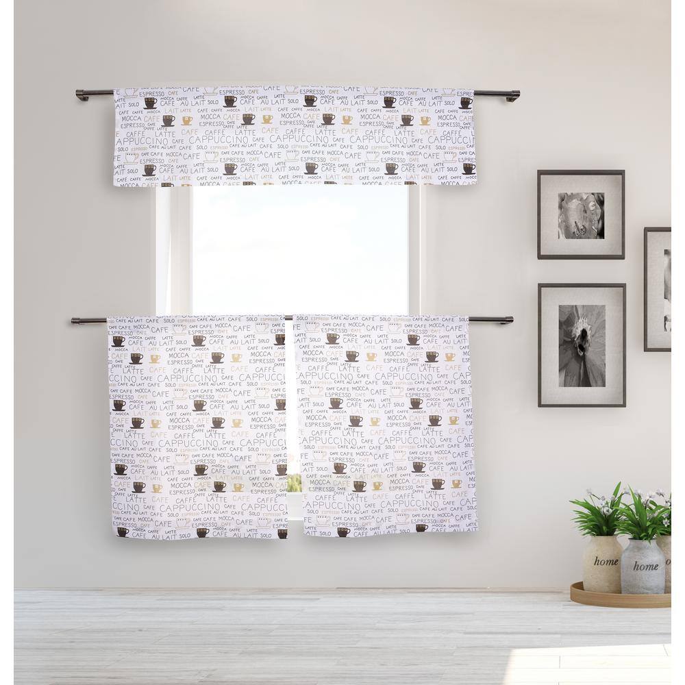 Beige-Black Novelty Rod Pocket Room Darkening Curtain - 15 in. W x 58 in. L