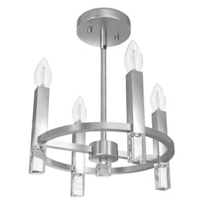 Sunjai 12.25 in. 4-Light Brushed Nickel Semi-Flush Mount