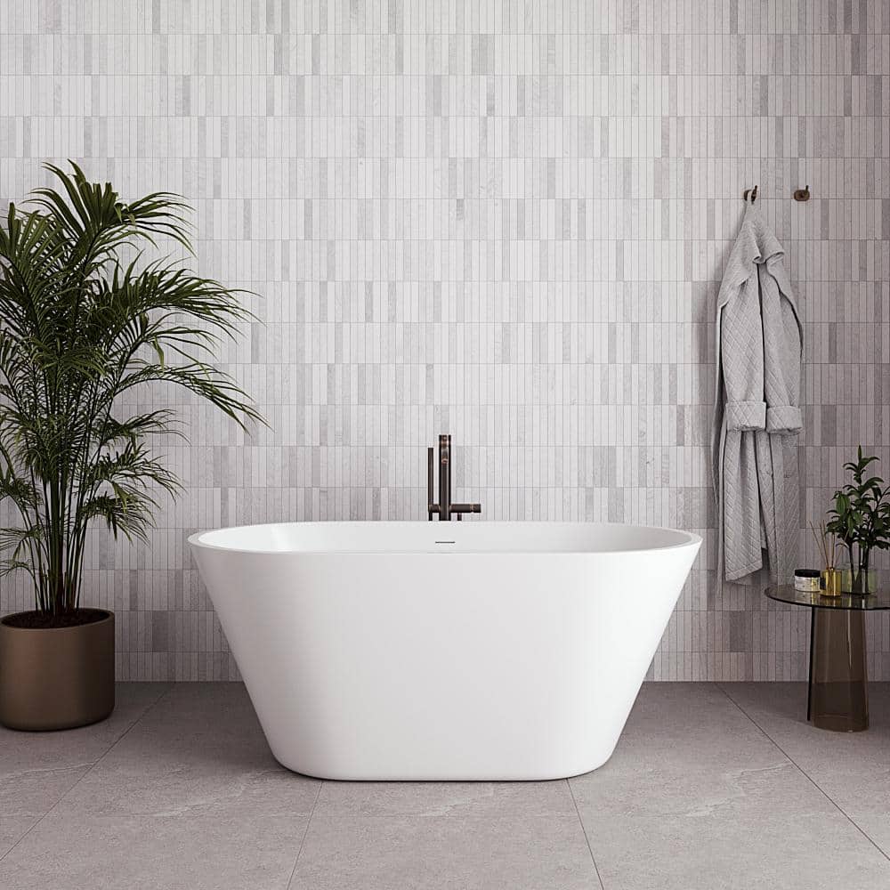 54 in. x 30 in. Acrylic Freestanding Soaking Bathtub in Glossy White with Matte Oil Rubbed Bronze Drain price history on PriceWatchPro