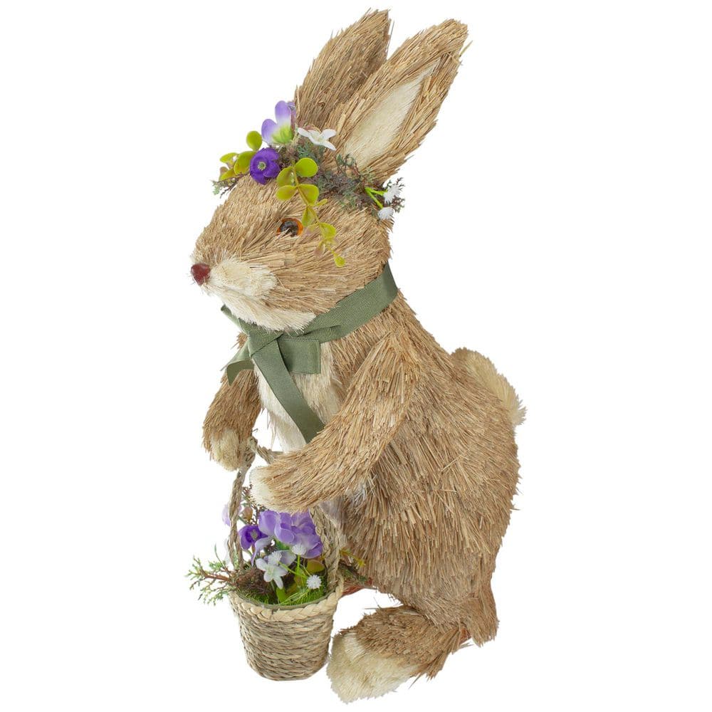 "Standing Sisal Easter Bunny Rabbit with Flower Crown and Basket Decoration-15""" price history on PriceWatchPro