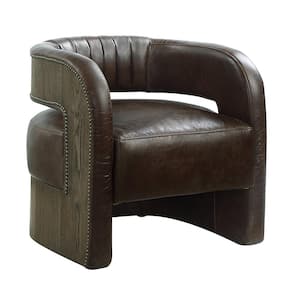 Feyre Espresso Top Grain Leather Leather Arm Chair Set of 1 with No Additional Features