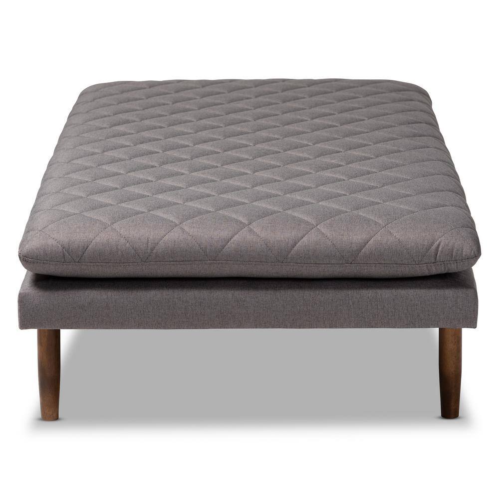 Twin Mid-Century Modern Gray Upholstered Walnut Daybed