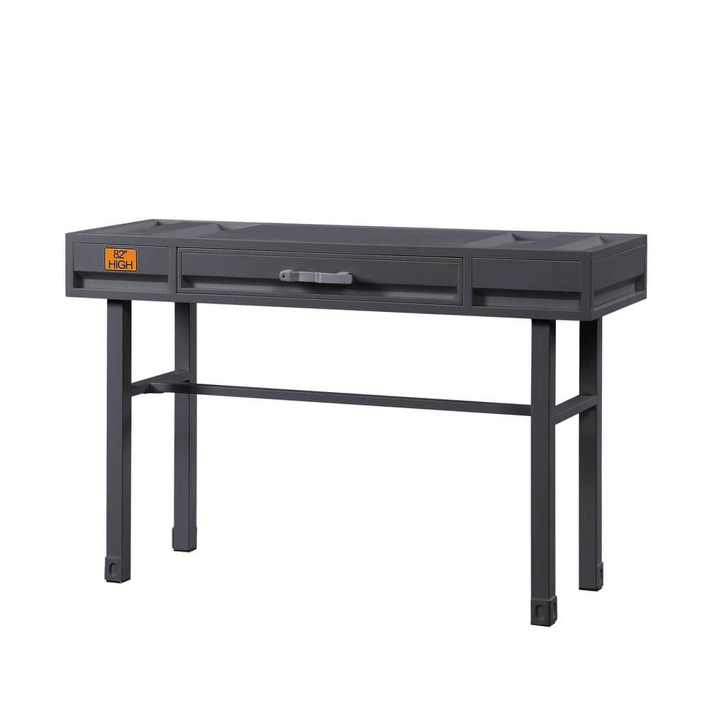Gunmetal Industrial Metal Cargo Vanity Desk with Drawer