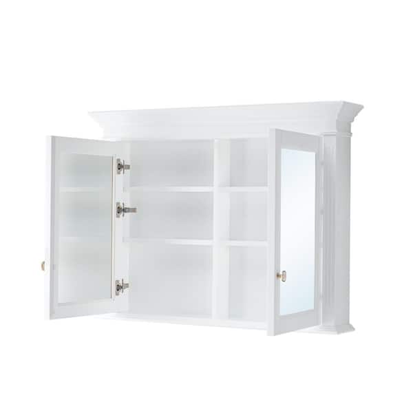 40 in. W x 30 in. H White Rectangular Handmade Wood Surface Mount Medicine Cabinet with Mirror, 2 Soft Close Doors