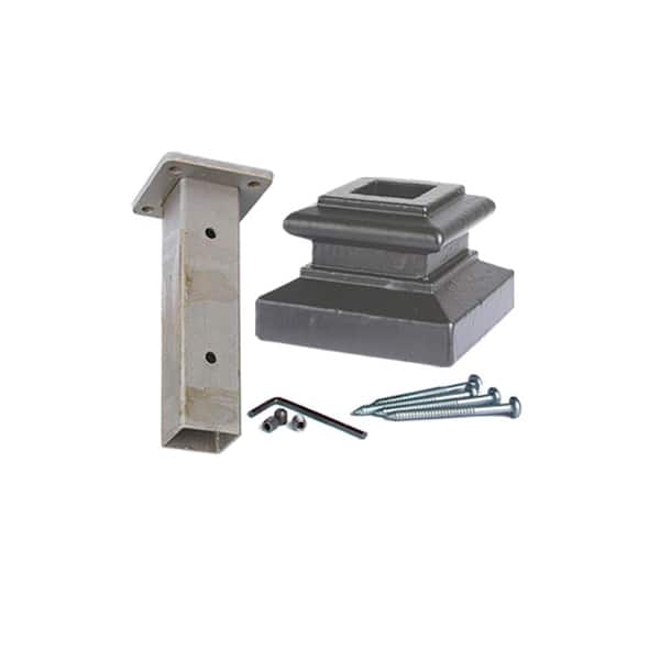 HOUSE OF FORGINGS Square Mounting Kit 3.125 in. Cast Iron Level Shoe Newel Shoe Oil Rubbed Bronze
