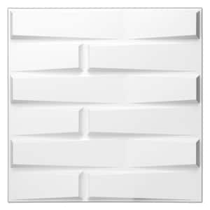 0.04 in. x 19.7 in. x 19.7 in. White 3D PVC Decorative Wall Panel for Interior Decor (12-Pack)