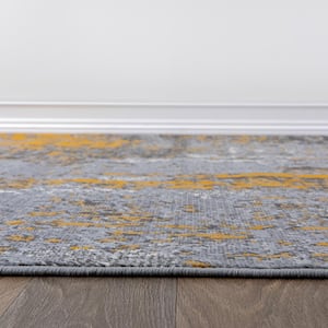 Modern Abstract Mustard 2 ft. x 7 ft. Area Rug