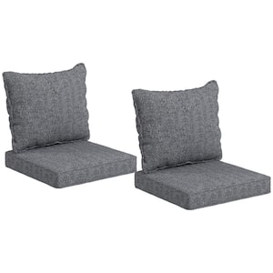 24 in. x 24 in. 4-Piece Deep Seating Outdoor Lounge Chair Cushion and Back Pillow Set in Gray