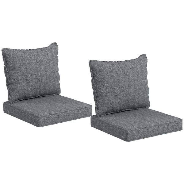 Zeus & Ruta 24 in. x 24 in. 4-Piece Deep Seating Outdoor Lounge Chair Cushion and Back Pillow Set in Gray
