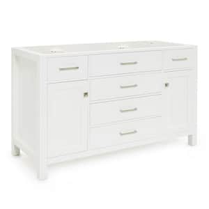 Bristol 54 in. W x 21.5 in. D x 34.5 in. H Freestanding Bath Vanity Cabinet without Top in White