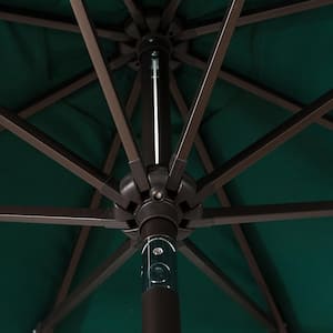 Harris 9 ft. Market Patio Umbrella in Dark Green with Black Round Hard Plastic Base