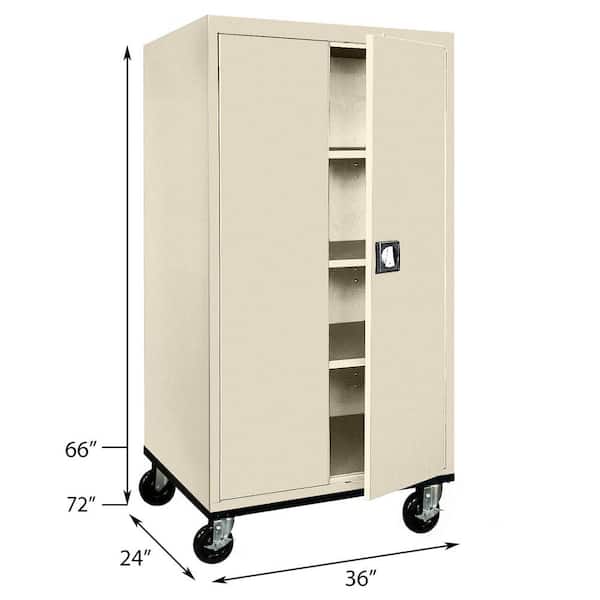 Elite Transport Series ( 36 in. W x 72 in. H x 24 in. D ) Steel Garage Freestanding Cabinet with Casters in Putty