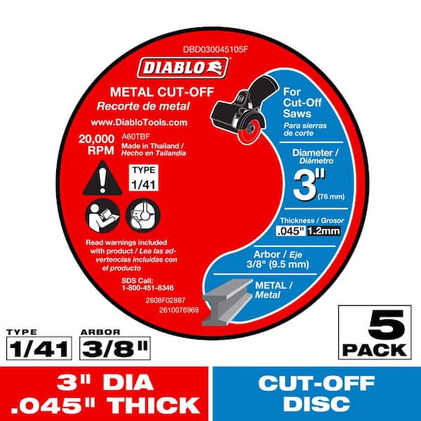 3 in. Metal Bonded Cut-Off Discs (5-Pack)