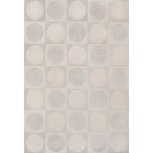Helena Modern Geometric Circles In Squares High-Low White/Cream 5 ft. x 8 ft. Area Rug